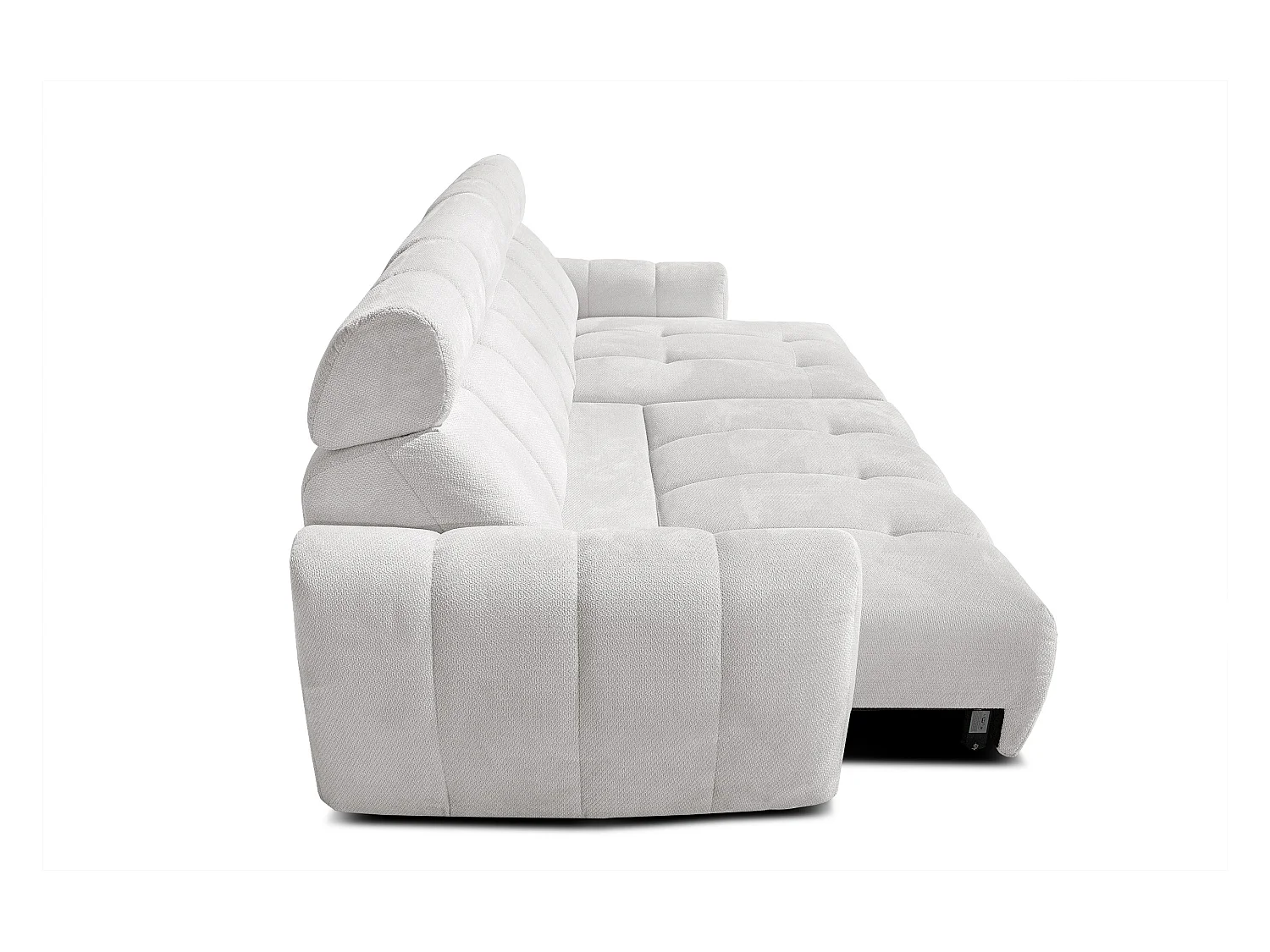 KIMI 3-Sitzer-Ecksofa, ausziehbarer Sitz, verstellbare Kopfstützen, cremefarben