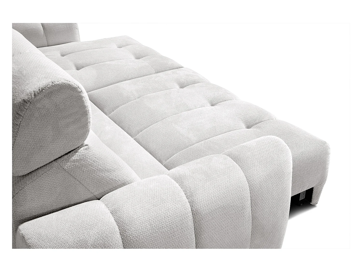 KIMI 3-Sitzer-Ecksofa, ausziehbarer Sitz, verstellbare Kopfstützen, cremefarben