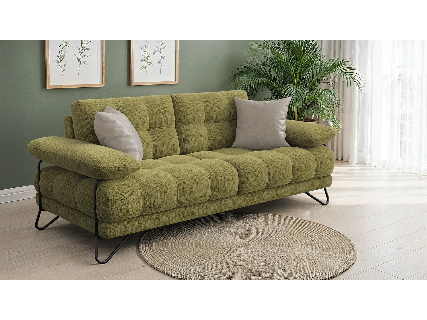 BUBBARA 2,5-Sitzer-Sofa, olivgrün