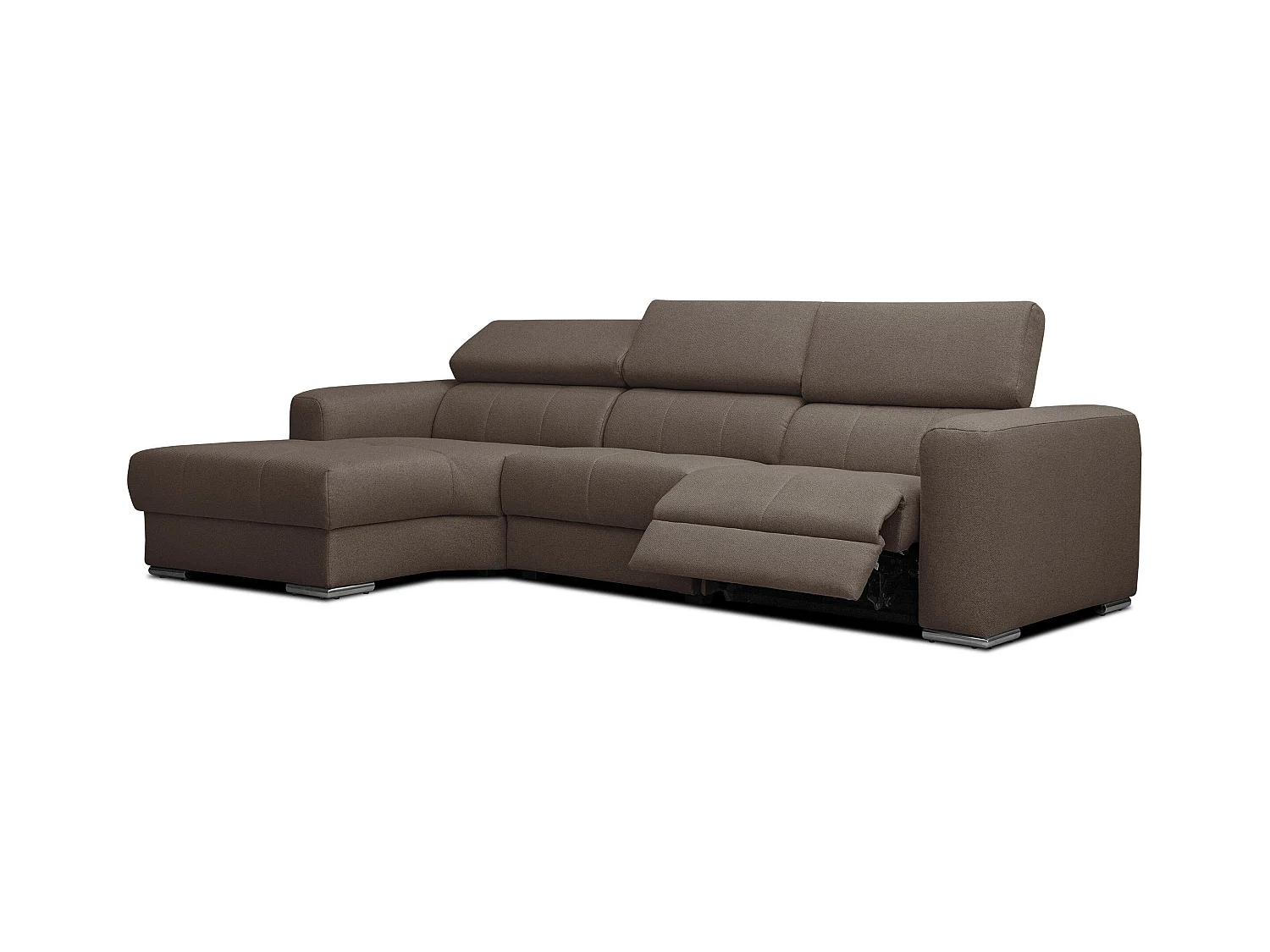 KARO 4-Sitzer-Ecksofa, 1 Relax, verstellbare Kopfstützen, braun