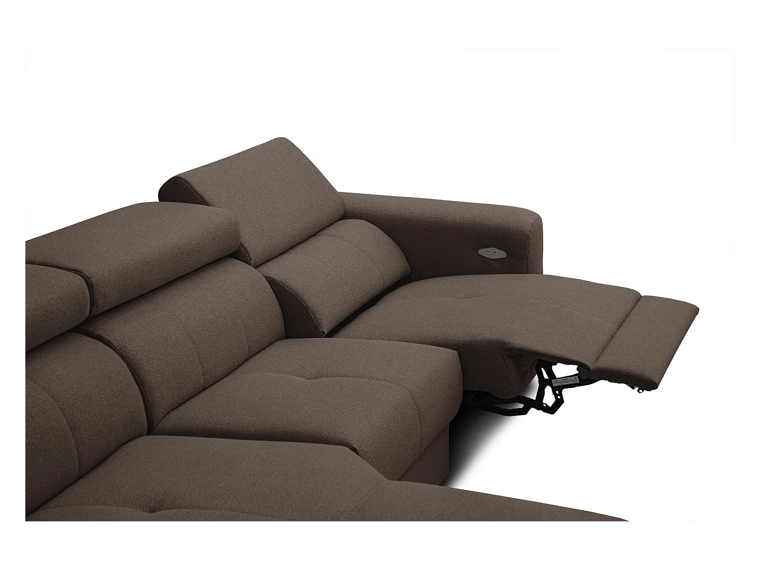 KARO 4-Sitzer-Ecksofa, 1 Relax, verstellbare Kopfstützen, braun