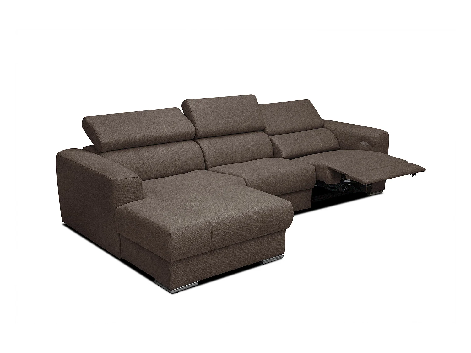 KARO 4-Sitzer-Ecksofa, 1 Relax, verstellbare Kopfstützen, braun
