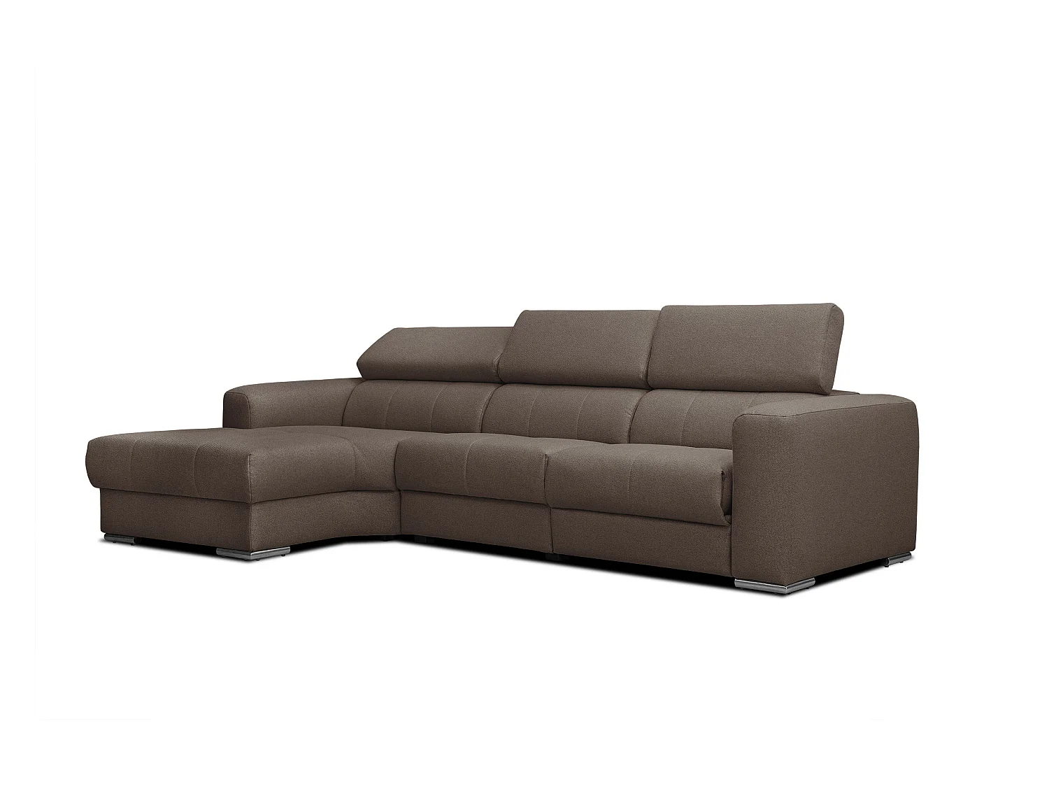 KARO 4-Sitzer-Ecksofa, 1 Relax, verstellbare Kopfstützen, braun
