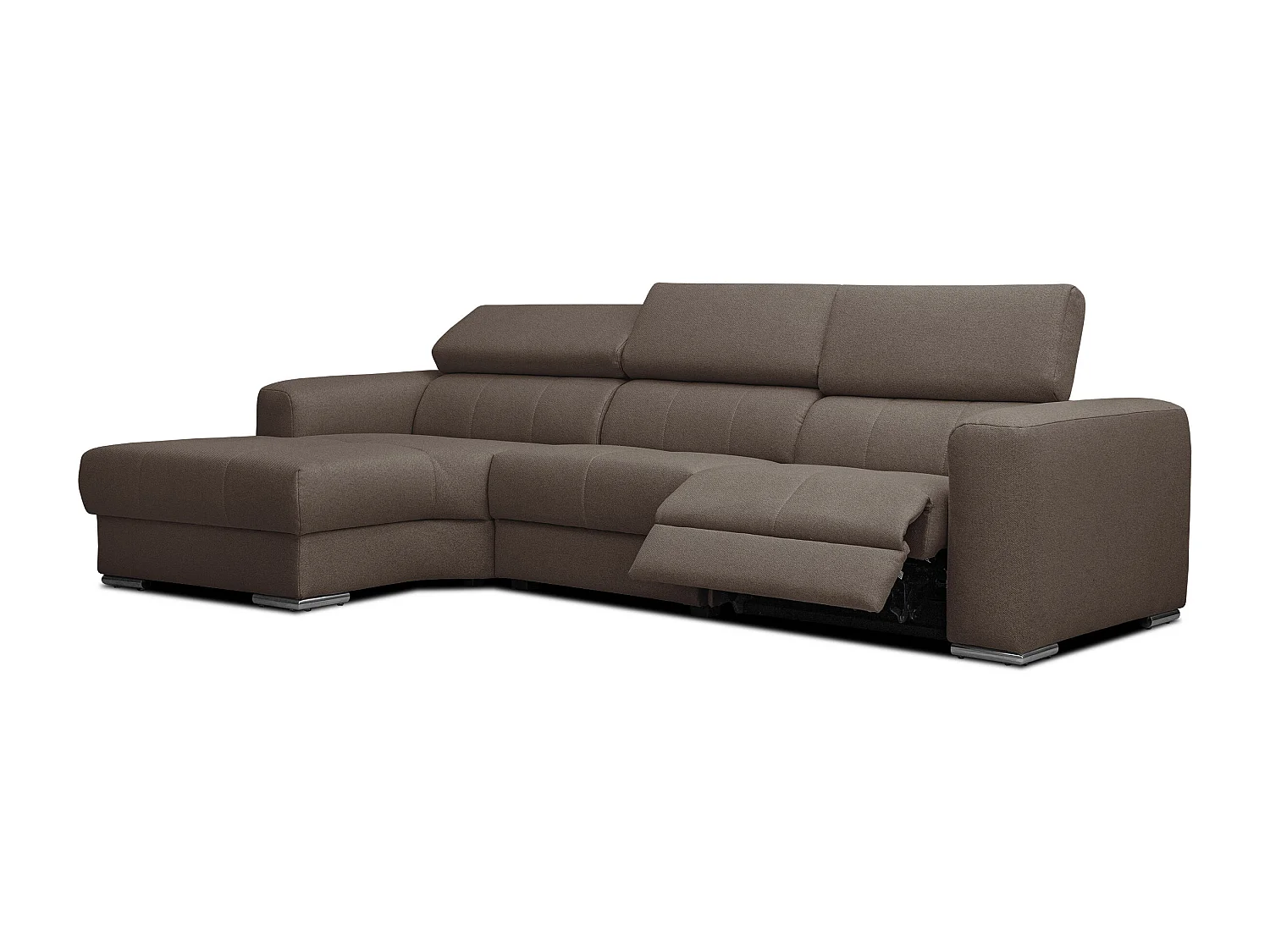 KARO 4-Sitzer-Ecksofa, 1 Relax, verstellbare Kopfstützen, braun
