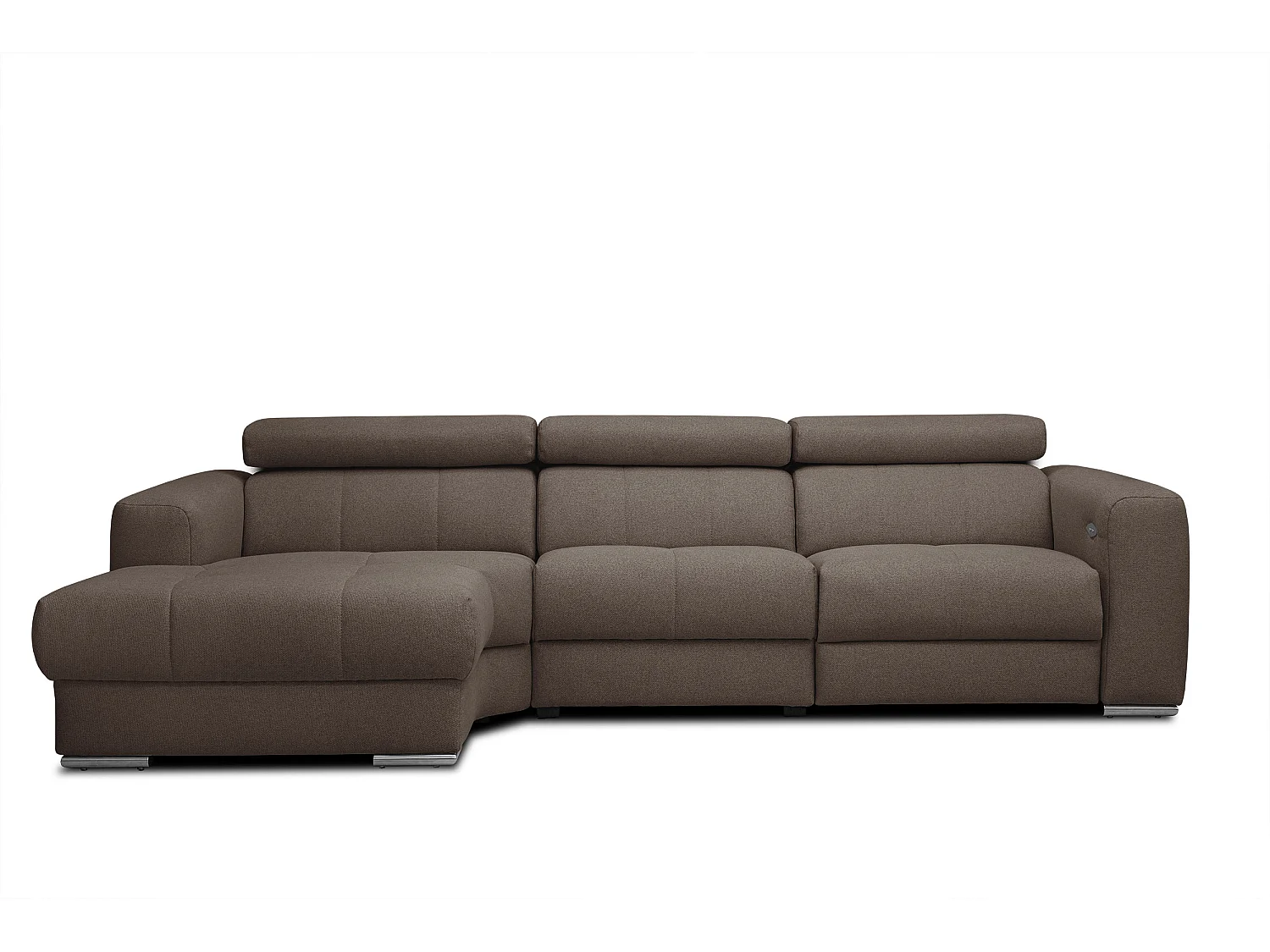 KARO 4-Sitzer-Ecksofa, 1 Relax, verstellbare Kopfstützen, braun