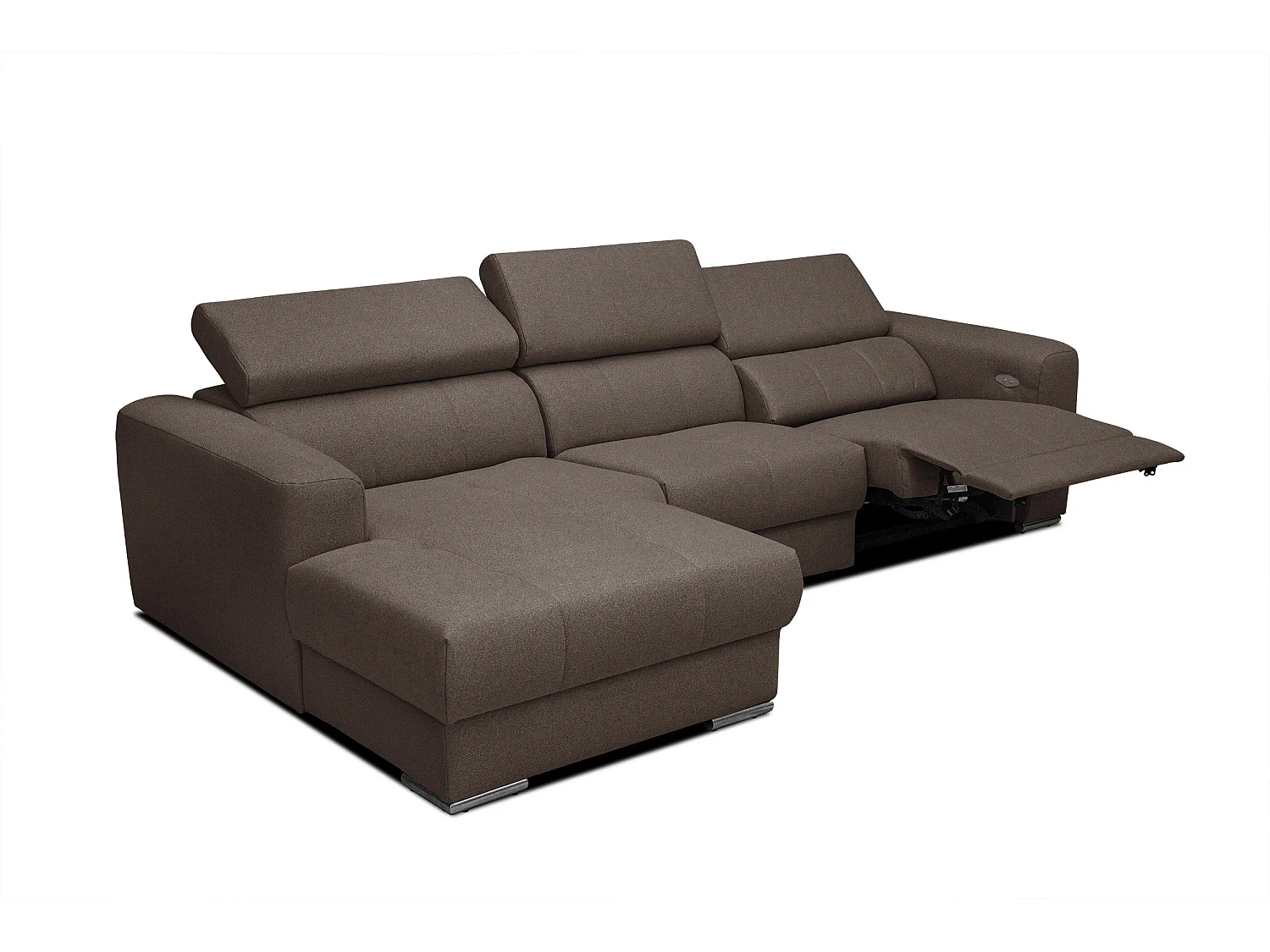 KARO 4-Sitzer-Ecksofa, 1 Relax, verstellbare Kopfstützen, braun