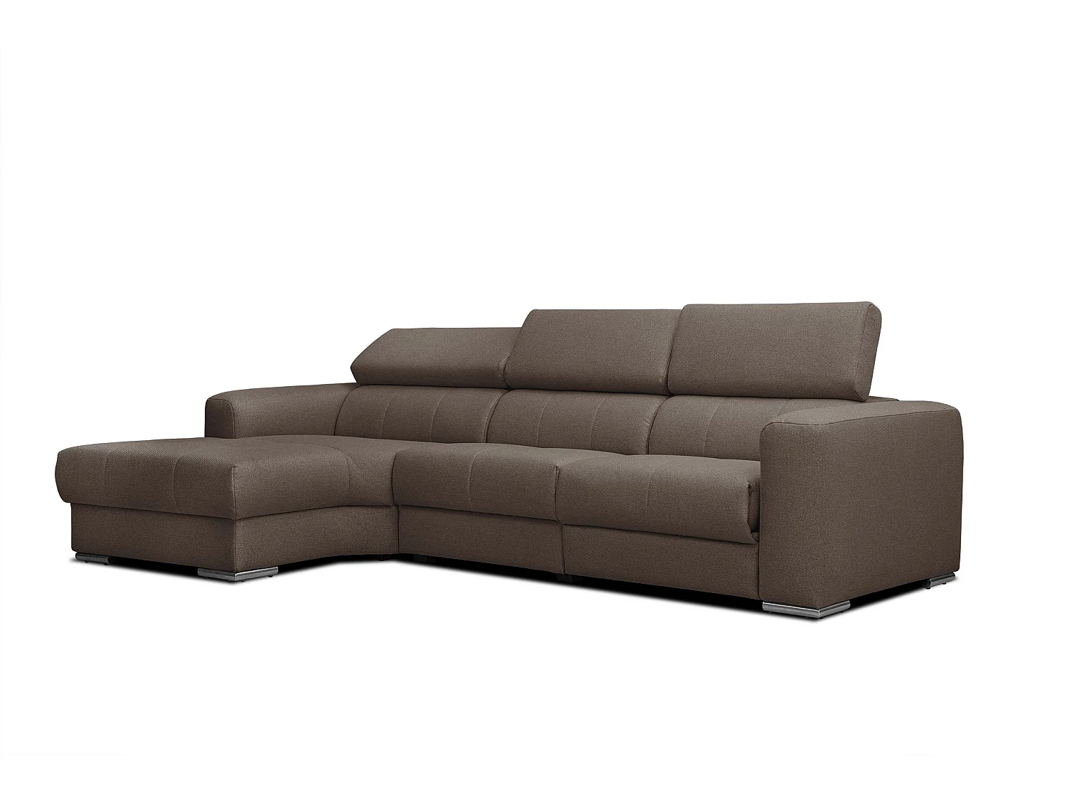 KARO 4-Sitzer-Ecksofa, 1 Relax, verstellbare Kopfstützen, braun