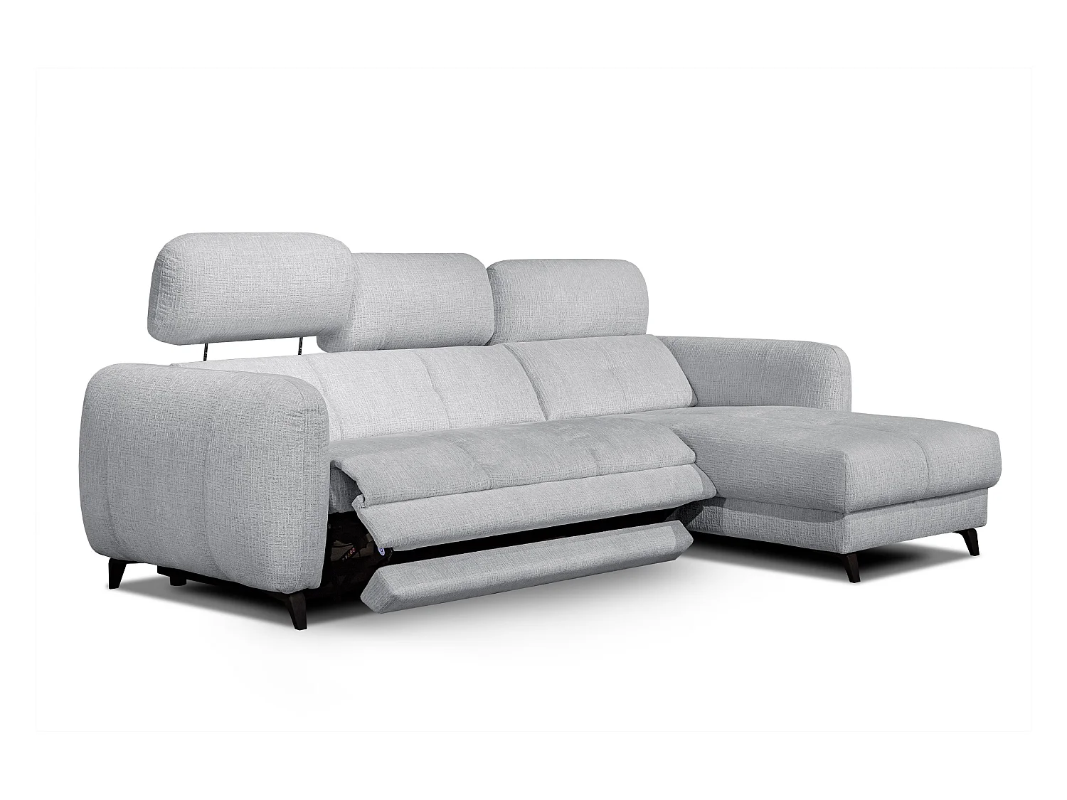 SVEN 3-Sitzer-Ecksofa, 1 Relax XL verstellbare Kopfstützen, hellgrau