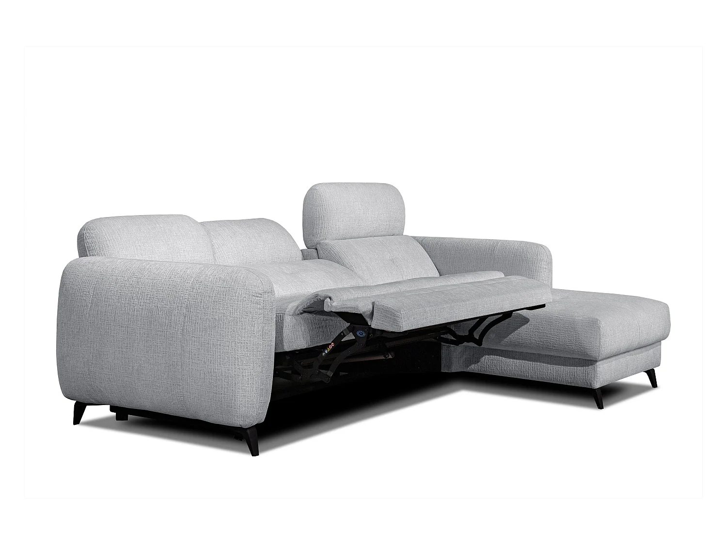 SVEN 3-Sitzer-Ecksofa, 1 Relax XL verstellbare Kopfstützen, hellgrau