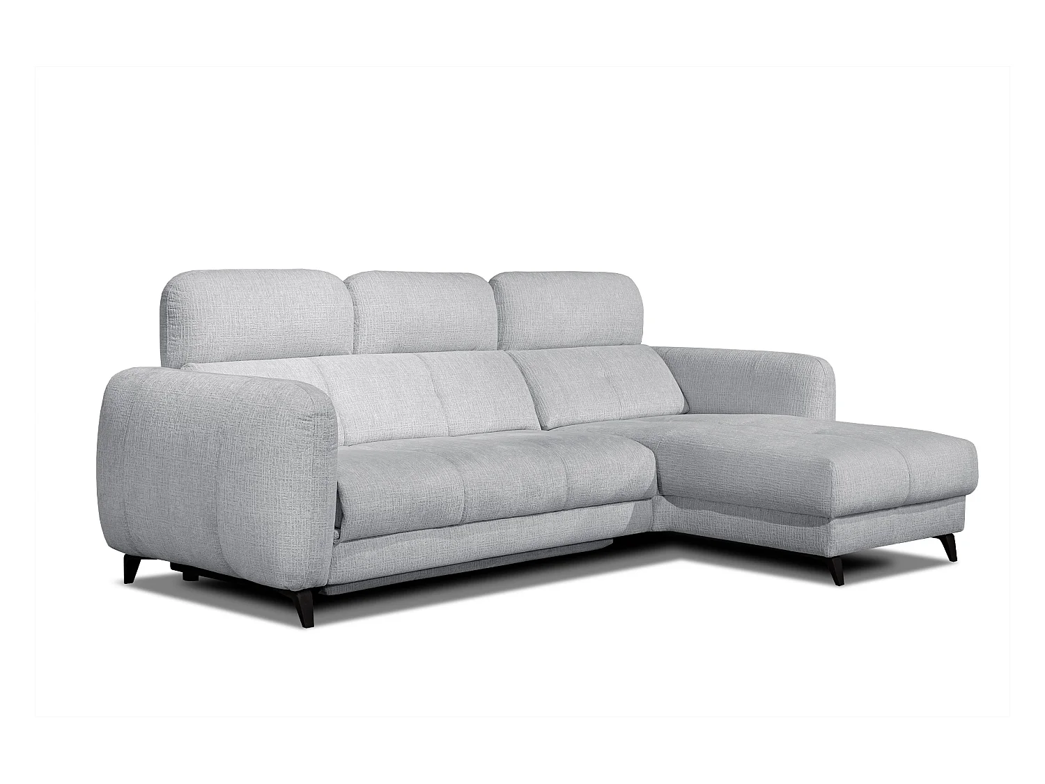 SVEN 3-Sitzer-Ecksofa, 1 Relax XL verstellbare Kopfstützen, hellgrau