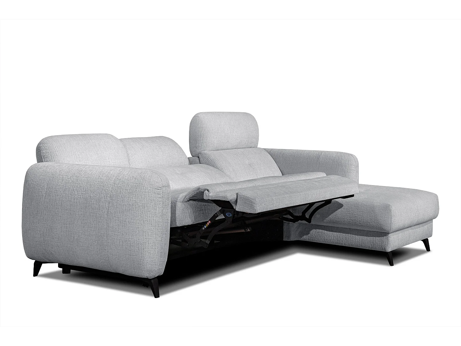 SVEN 3-Sitzer-Ecksofa, 1 Relax XL verstellbare Kopfstützen, hellgrau