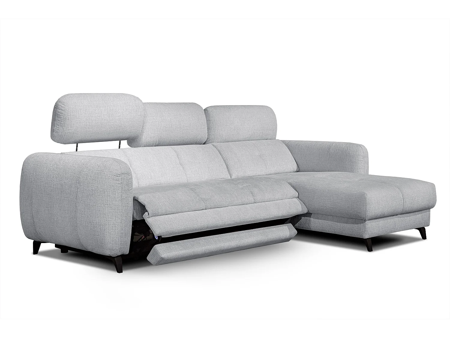 SVEN 3-Sitzer-Ecksofa, 1 Relax XL verstellbare Kopfstützen, hellgrau
