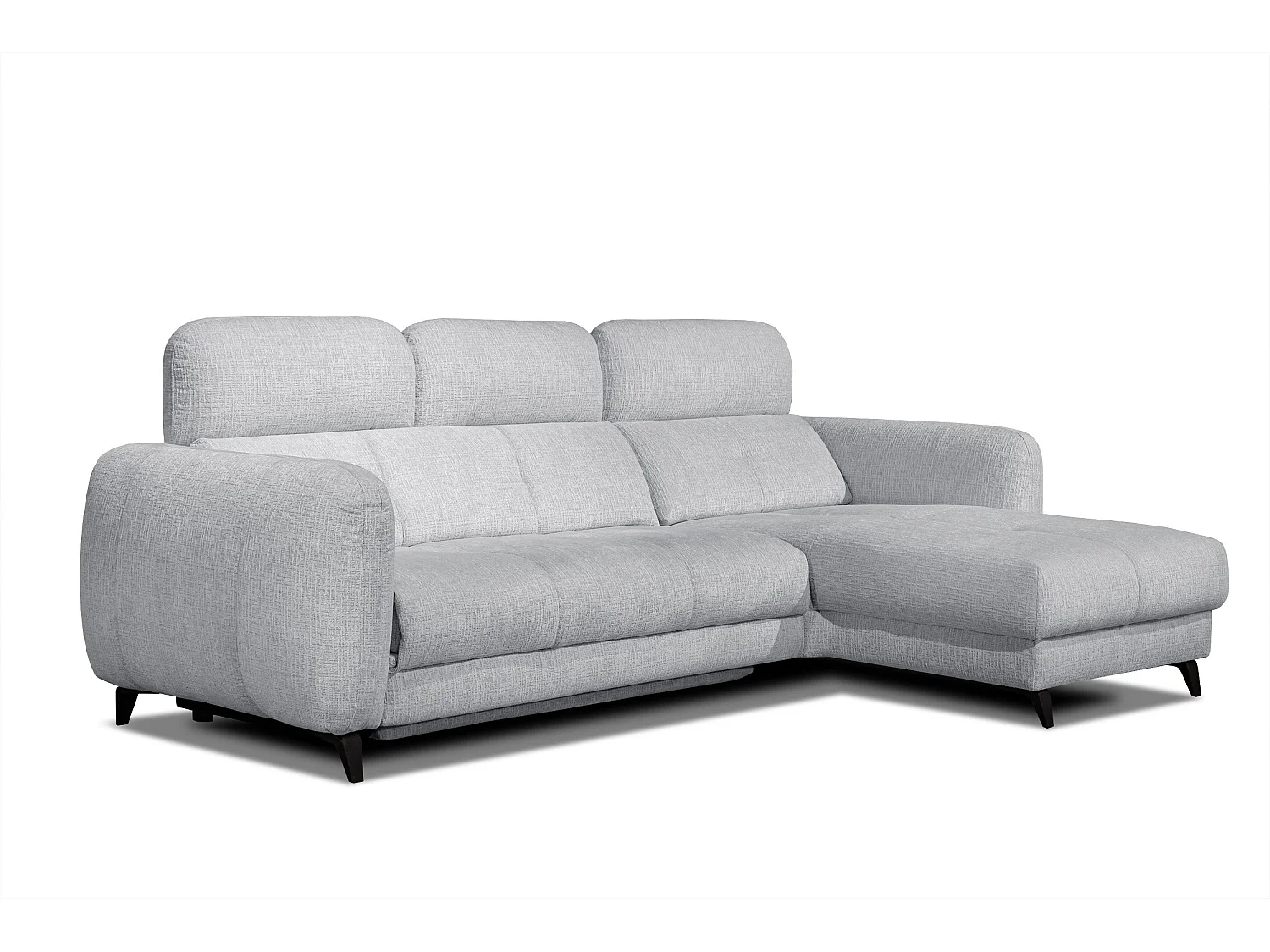 SVEN 3-Sitzer-Ecksofa, 1 Relax XL verstellbare Kopfstützen, hellgrau