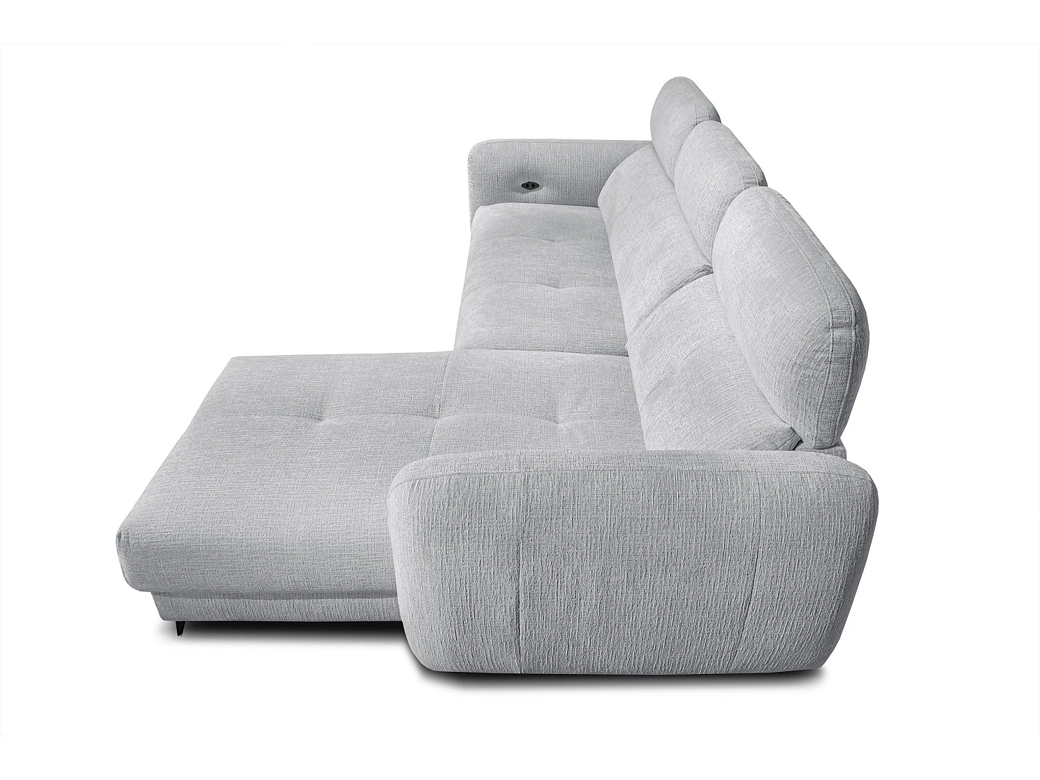 SVEN 3-Sitzer-Ecksofa, 1 Relax XL verstellbare Kopfstützen, hellgrau