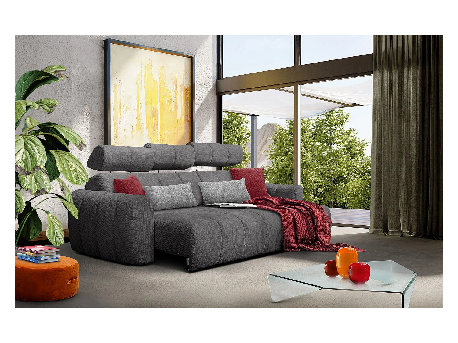 CANAPÉ D'ANGLE KIMI 3 places, tissu