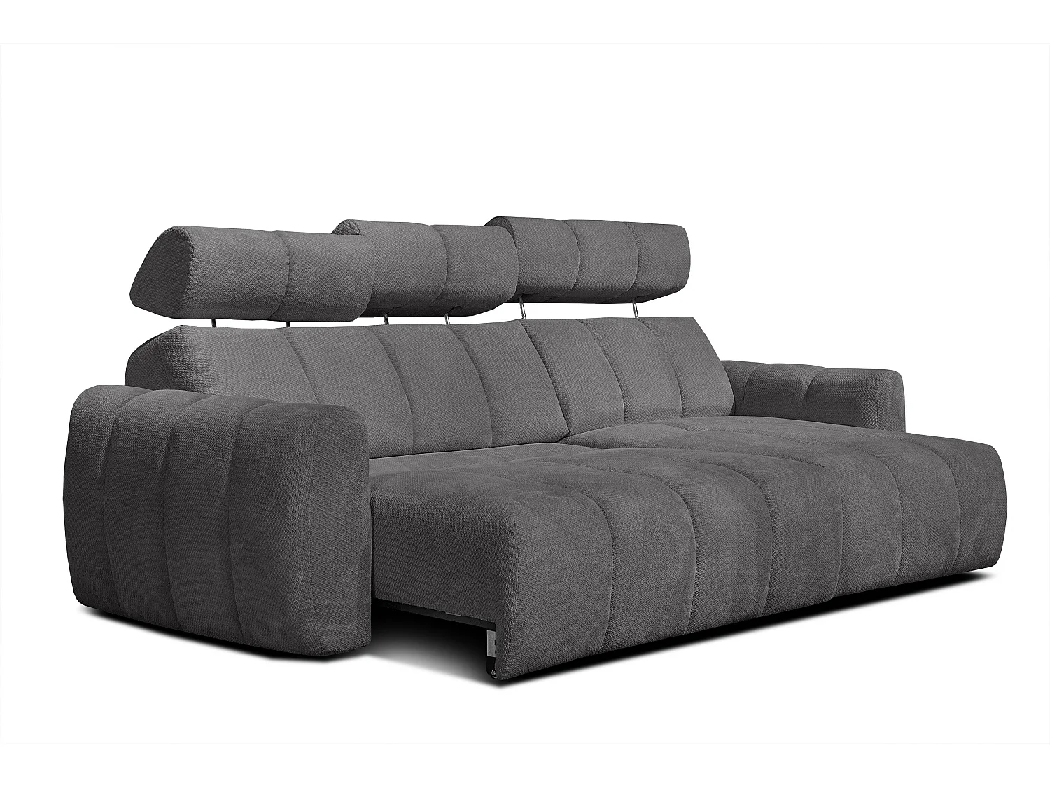 KIMI 3-Sitzer-Ecksofa, ausziehbarer Sitz, verstellbare Kopfstützen, dunkelgrau