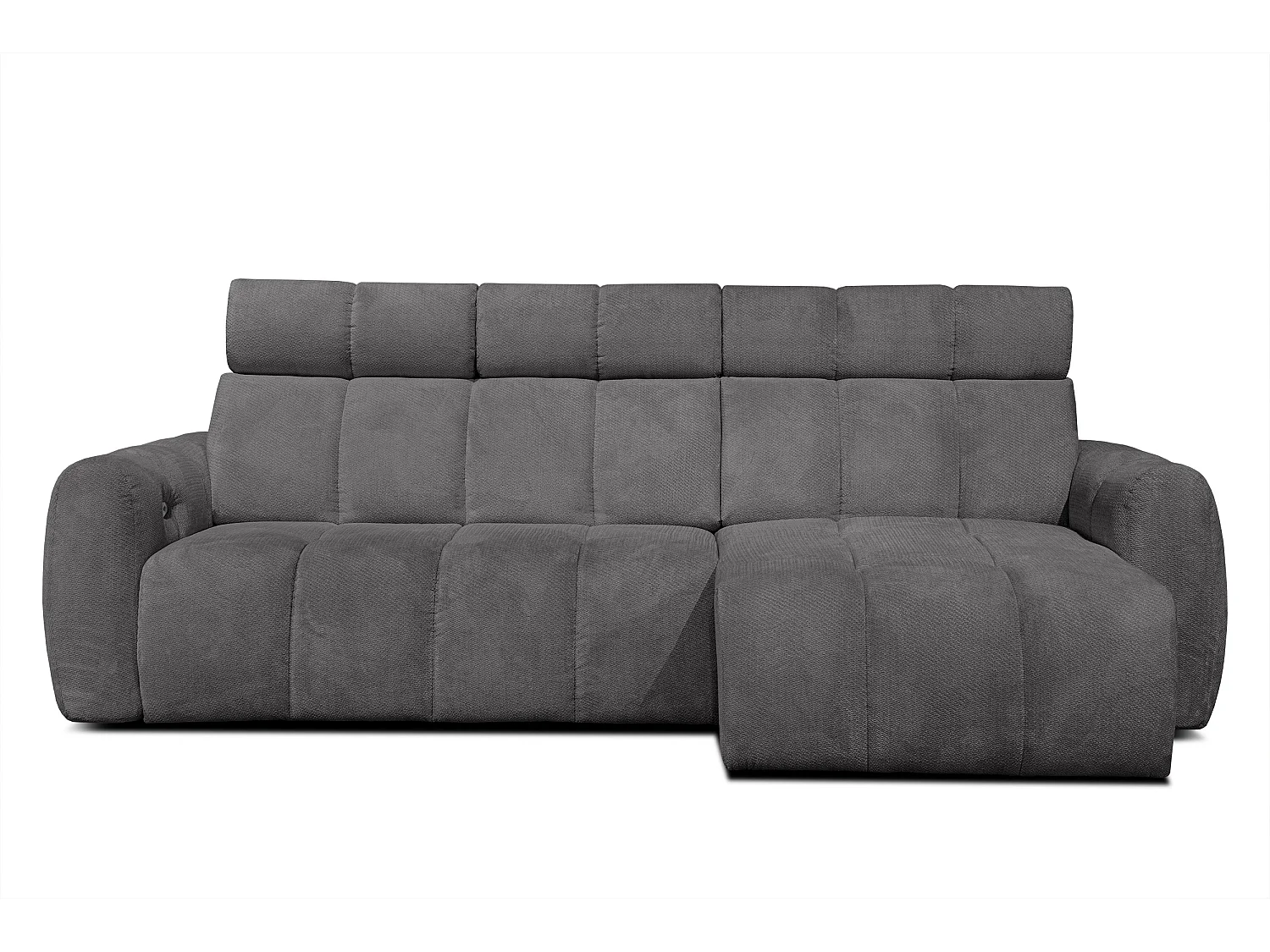 KIMI 3-Sitzer-Ecksofa, ausziehbarer Sitz, verstellbare Kopfstützen, dunkelgrau