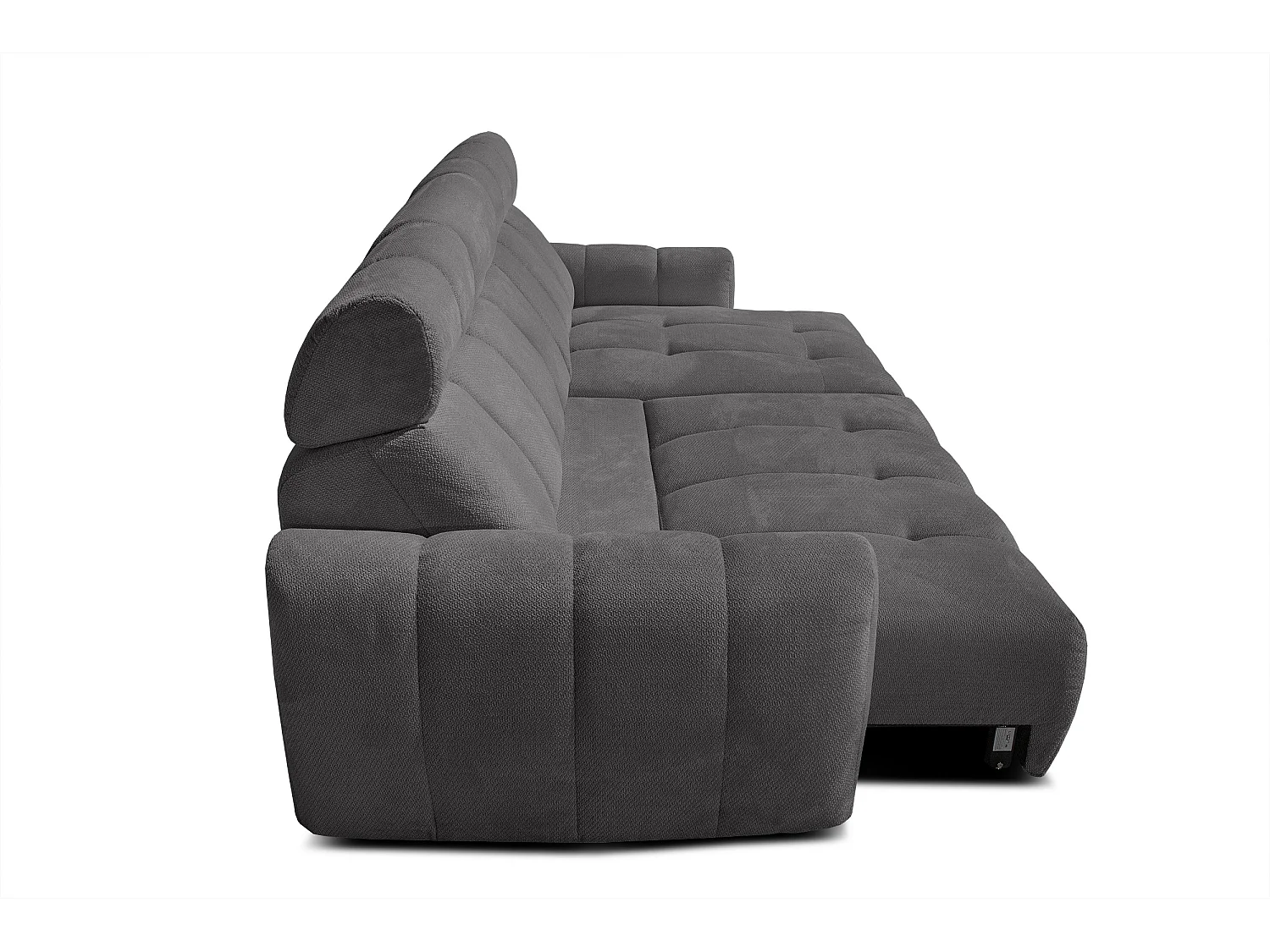 KIMI 3-Sitzer-Ecksofa, ausziehbarer Sitz, verstellbare Kopfstützen, dunkelgrau