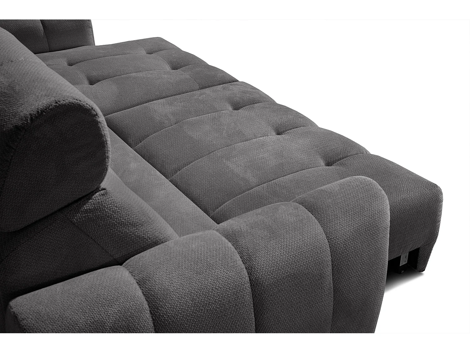 KIMI 3-Sitzer-Ecksofa, ausziehbarer Sitz, verstellbare Kopfstützen, dunkelgrau