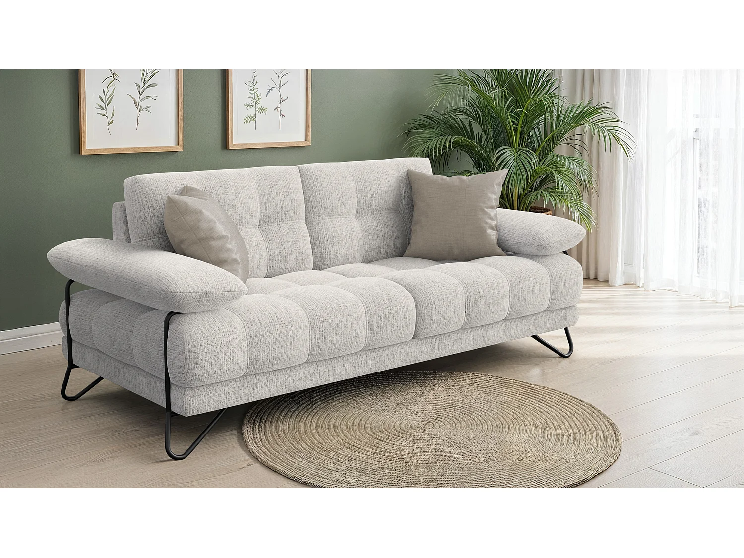 BUBBARA 2,5-Sitzer-Sofa, creme