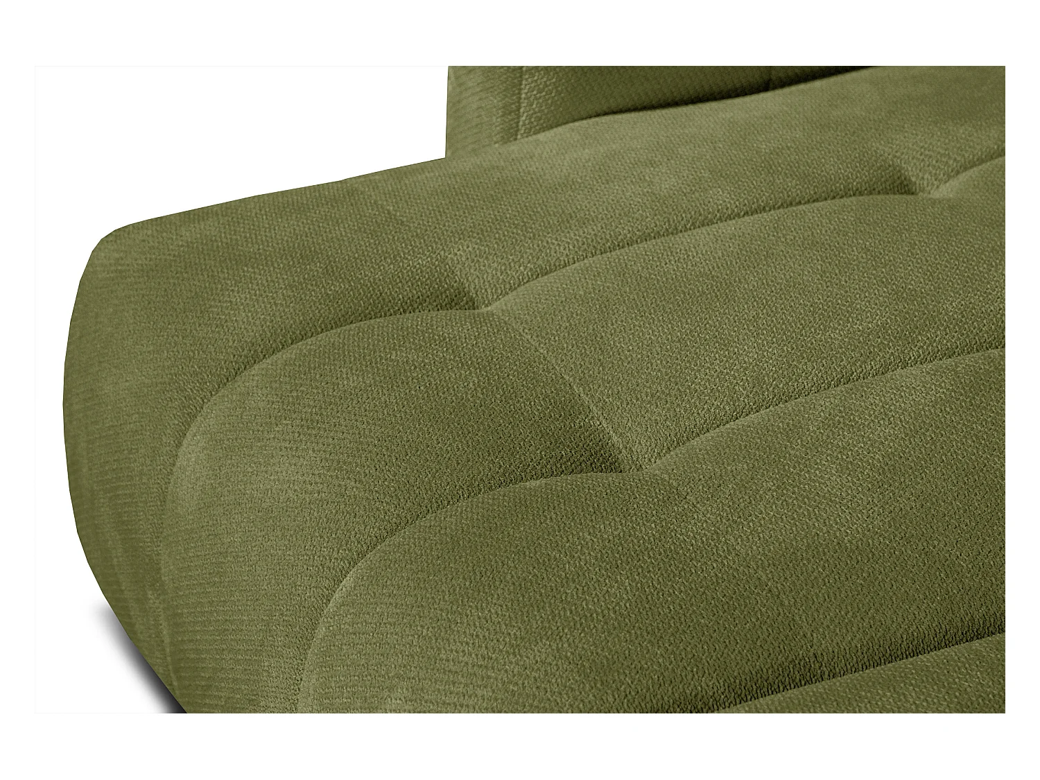 KIMI 3-Sitzer-Ecksofa, links, ausziehbarer Sitz, verstellbare Kopfstützen, olivgrün