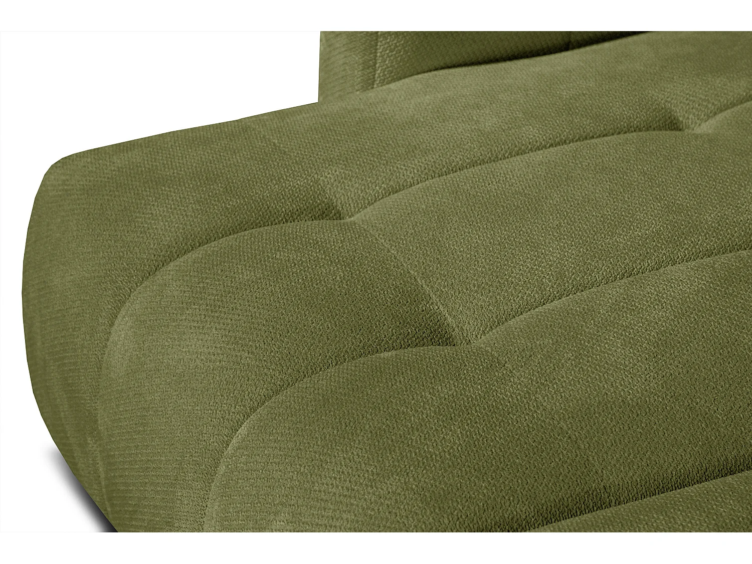 KIMI 3-Sitzer-Ecksofa, links, ausziehbarer Sitz, verstellbare Kopfstützen, olivgrün