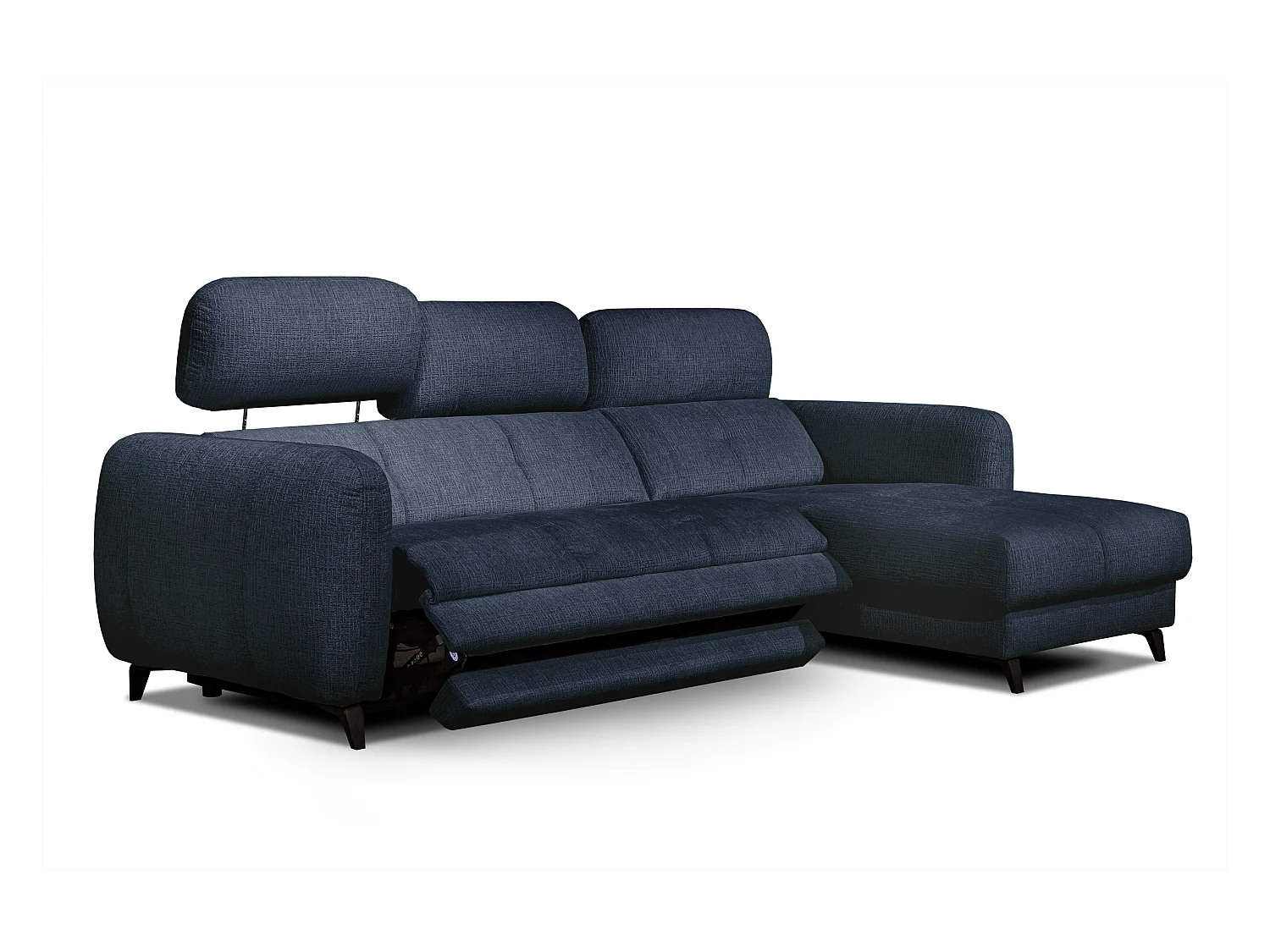 SVEN 3-Sitzer-Ecksofa, 1 Relax XL verstellbare Kopfstützen, navy blue