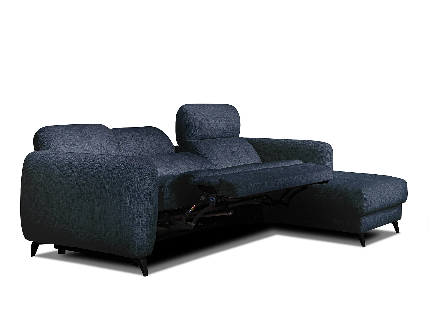 SVEN 3-Sitzer-Ecksofa, 1 Relax XL verstellbare Kopfstützen, navy blue