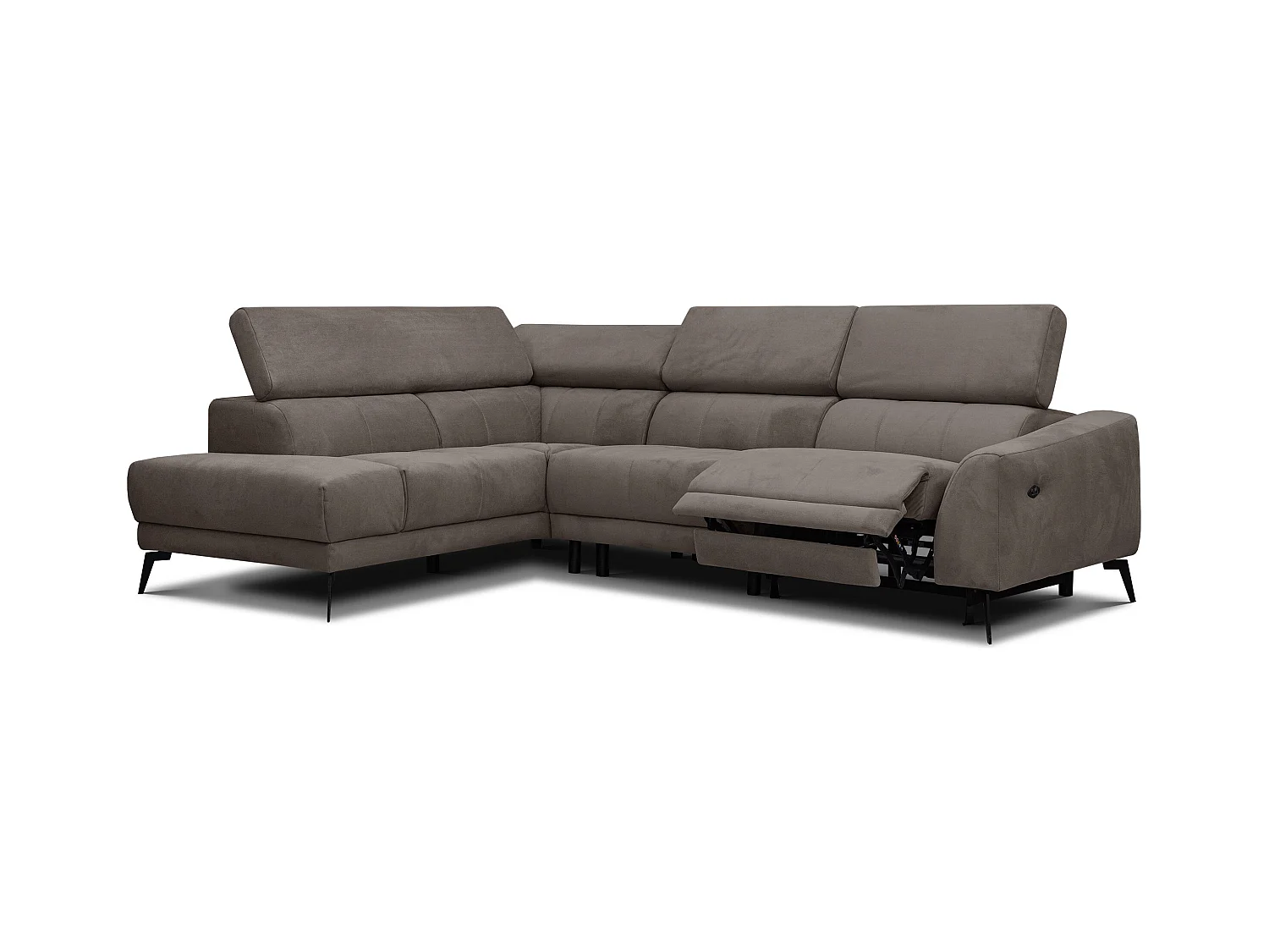 LARS 5-Sitzer-Ecksofa, 1 Relax, verstellbare Kopfstützen, taupe