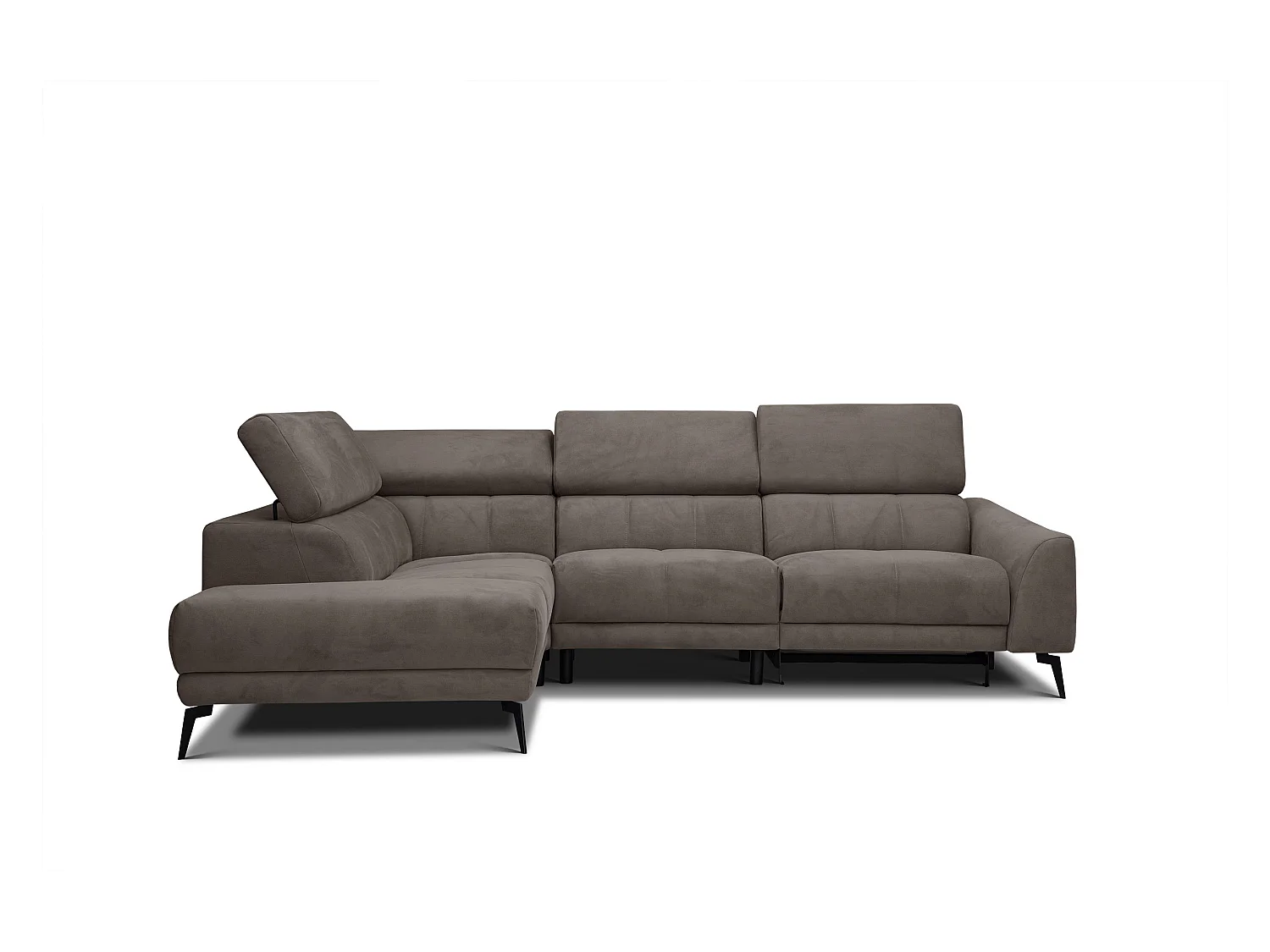 LARS 5-Sitzer-Ecksofa, 1 Relax, verstellbare Kopfstützen, taupe