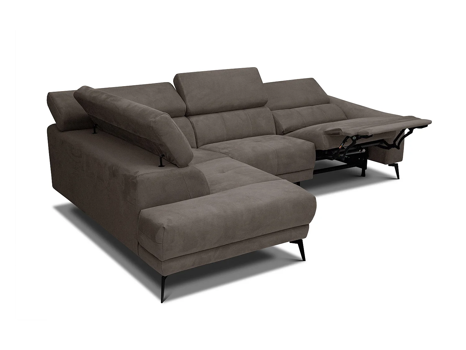 LARS 5-Sitzer-Ecksofa, 1 Relax, verstellbare Kopfstützen, taupe