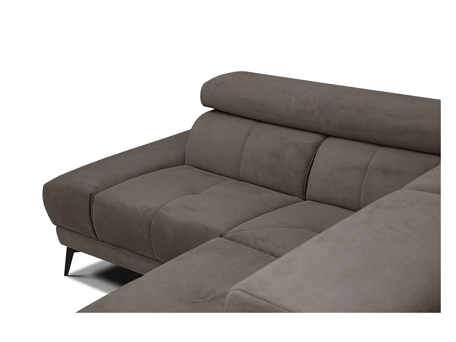 LARS 5-Sitzer-Ecksofa, 1 Relax, verstellbare Kopfstützen, taupe