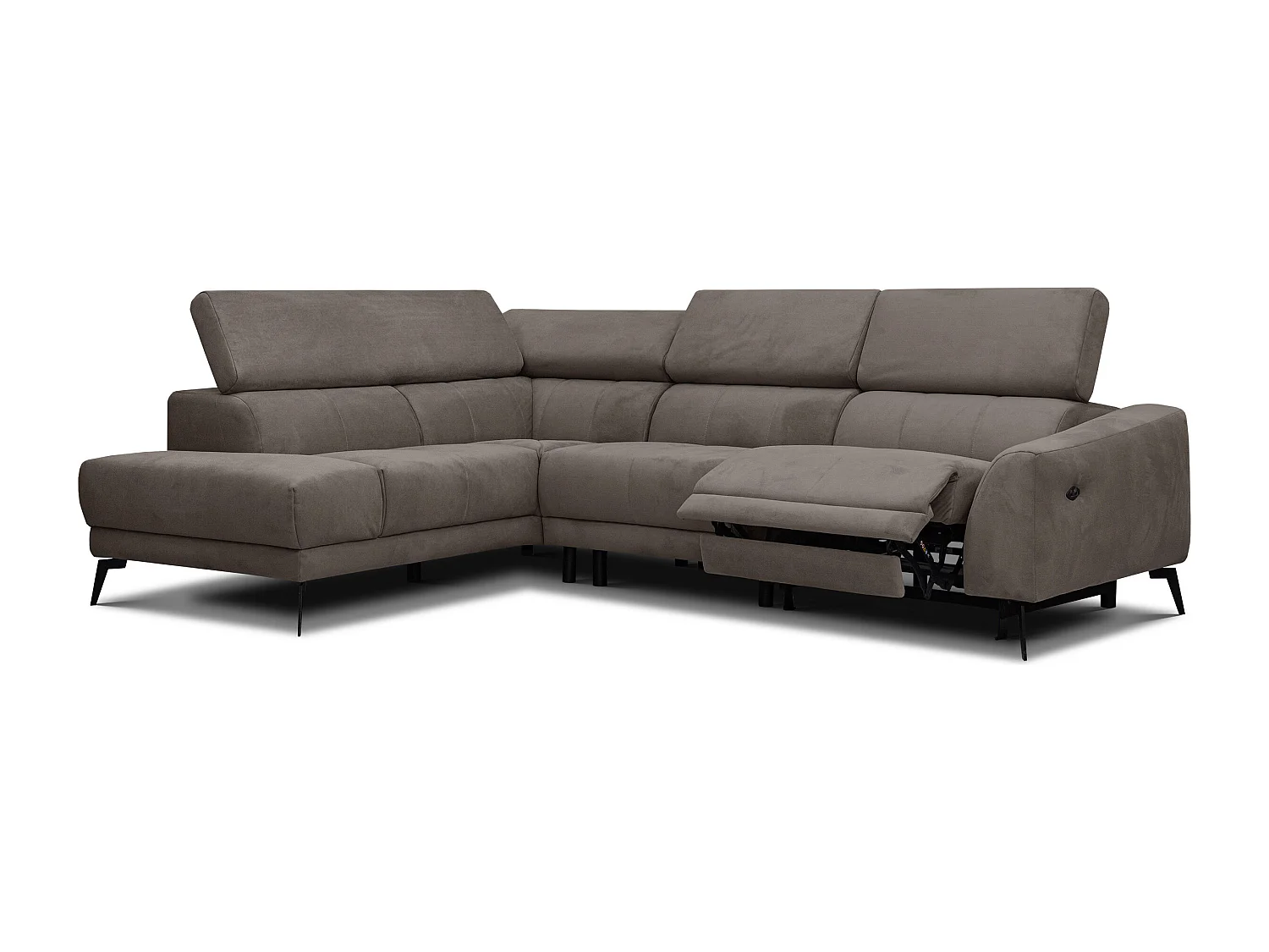 LARS 5-Sitzer-Ecksofa, 1 Relax, verstellbare Kopfstützen, taupe