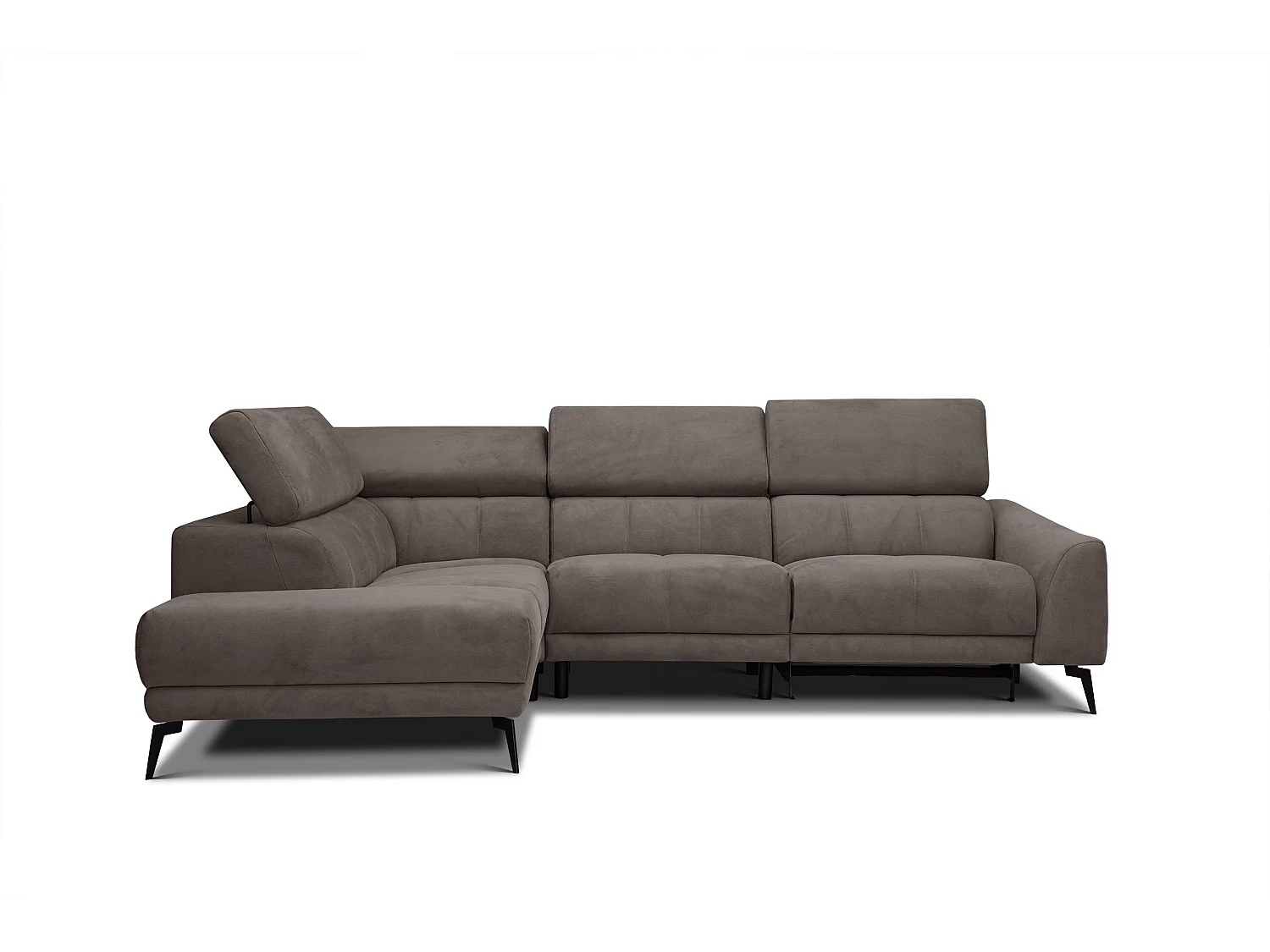 LARS 5-Sitzer-Ecksofa, 1 Relax, verstellbare Kopfstützen, taupe