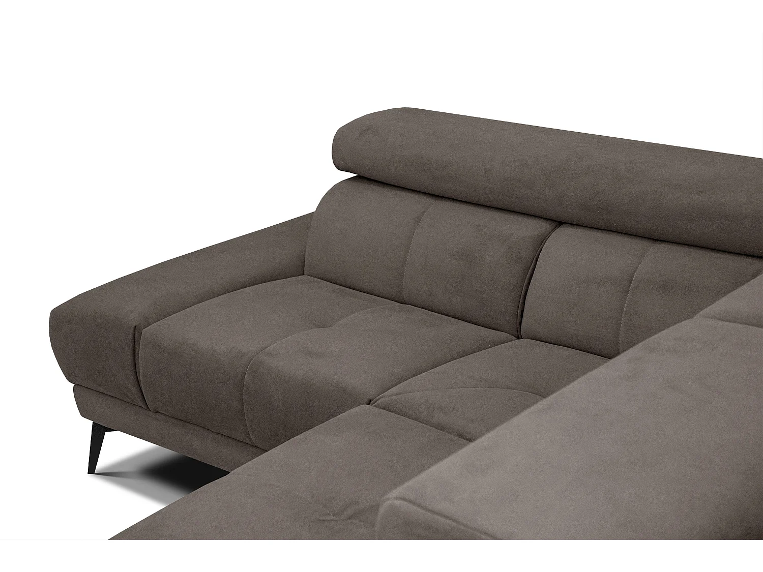 LARS 5-Sitzer-Ecksofa, 1 Relax, verstellbare Kopfstützen, taupe
