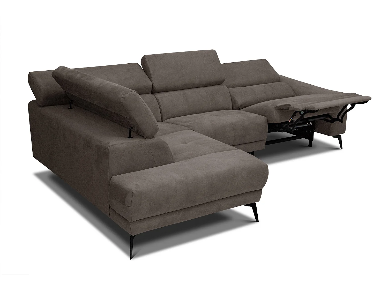 LARS 5-Sitzer-Ecksofa, 1 Relax, verstellbare Kopfstützen, taupe