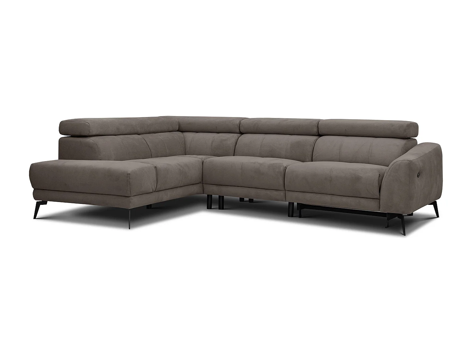 LARS 5-Sitzer-Ecksofa, 1 Relax, verstellbare Kopfstützen, taupe