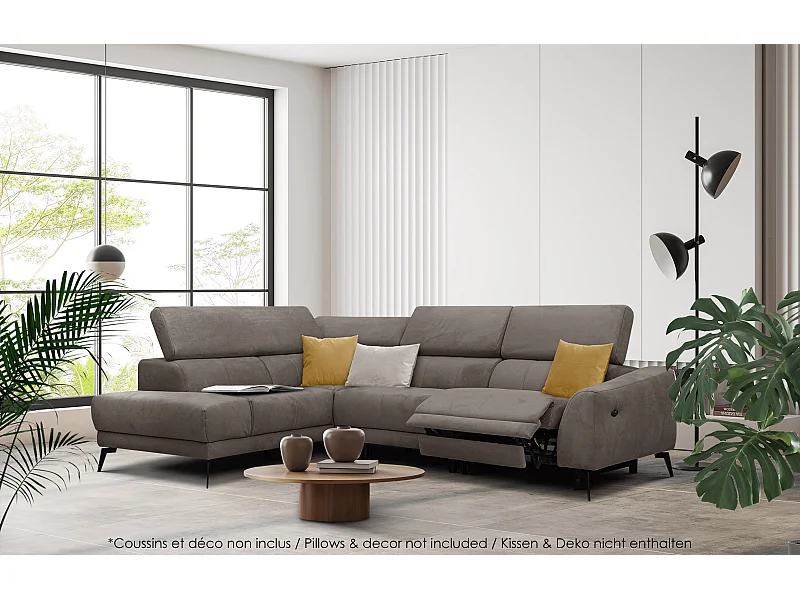 LARS 5-Sitzer-Ecksofa, 1 Relax, verstellbare Kopfstützen, taupe