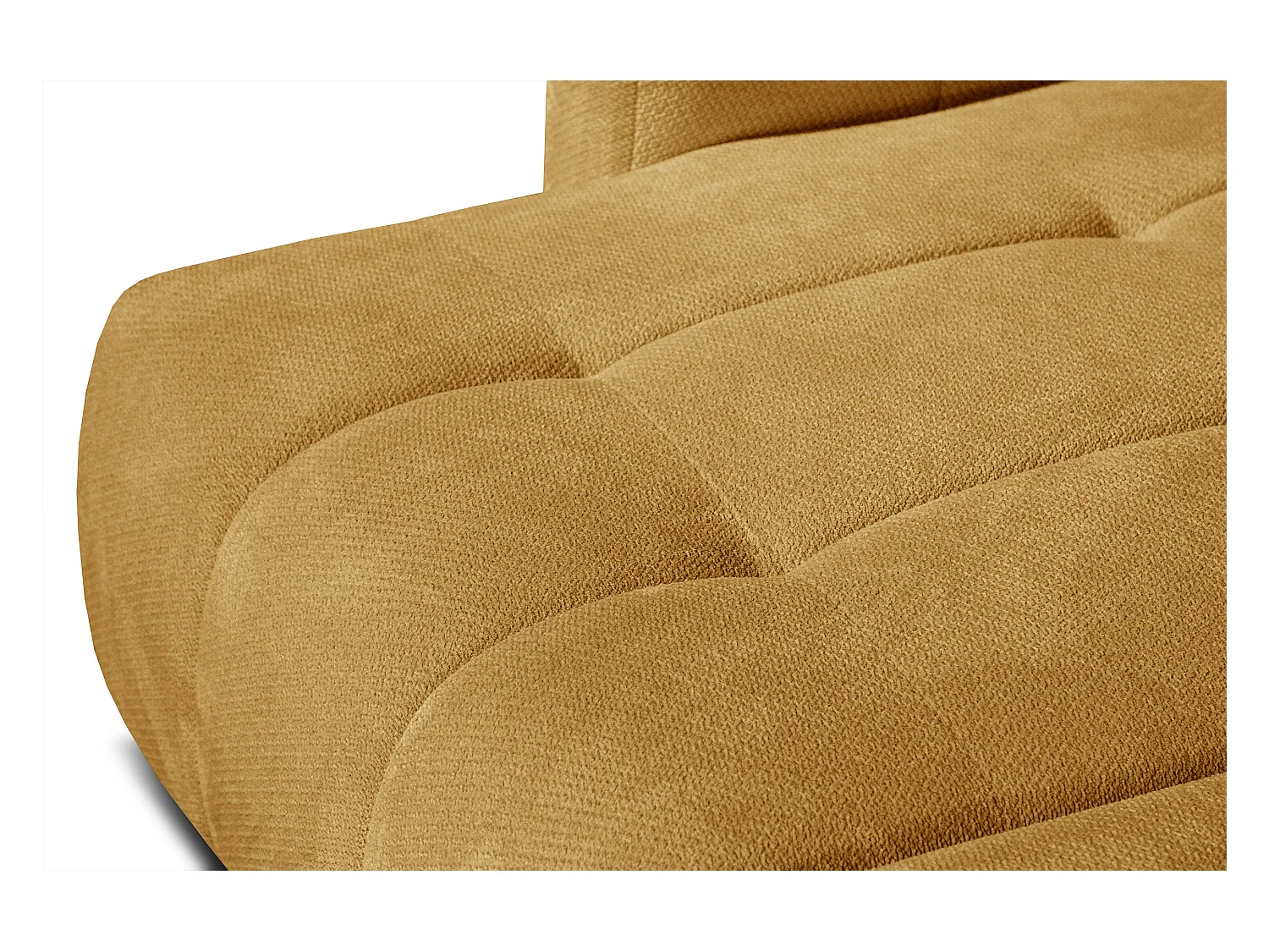 KIMI 3-Sitzer-Ecksofa, links, ausziehbarer Sitz, verstellbare Kopfstützen, senfgelb