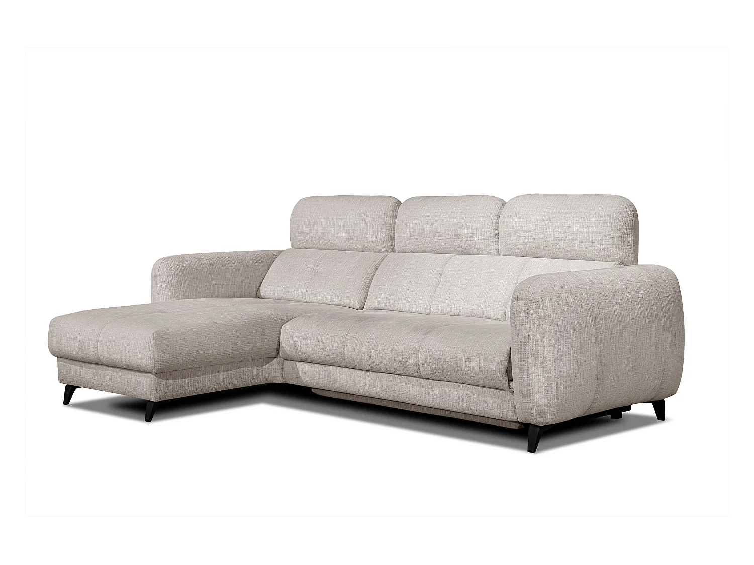 SVEN 3-Sitzer-Ecksofa, 1 Relax XL, verstellbare Kopfstützen, creme