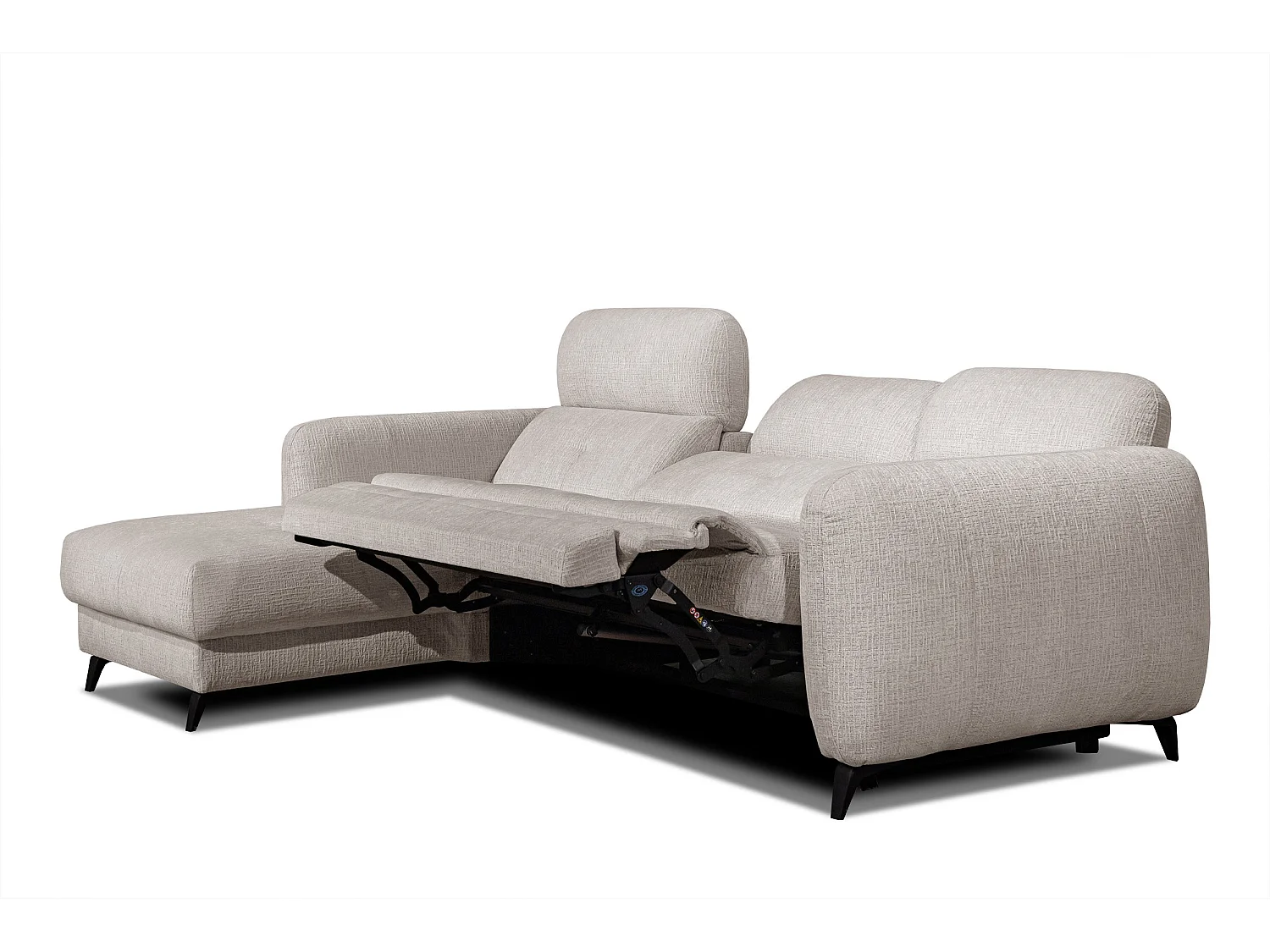 SVEN 3-Sitzer-Ecksofa, 1 Relax XL, verstellbare Kopfstützen, creme