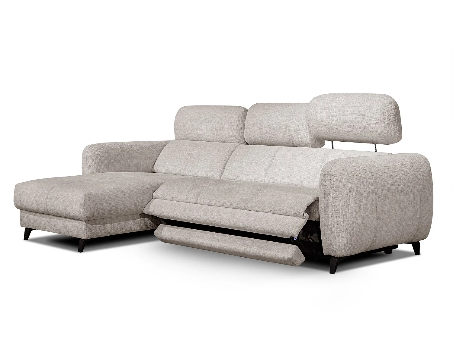 SVEN 3-Sitzer-Ecksofa, 1 Relax XL, verstellbare Kopfstützen, creme