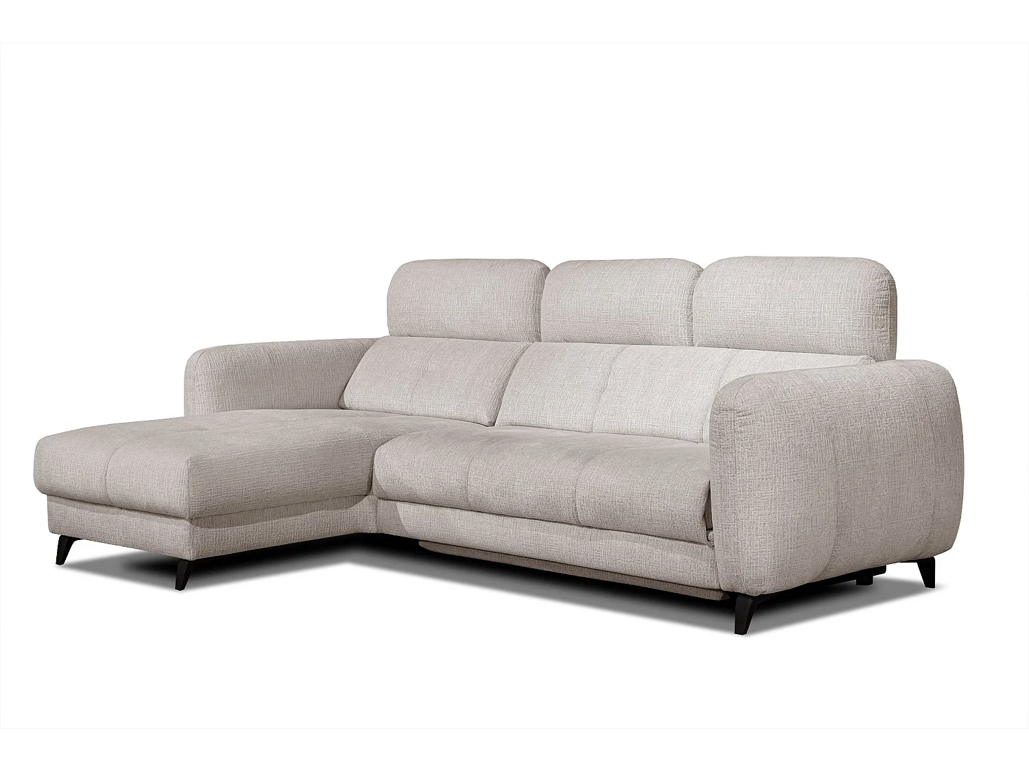 SVEN 3-Sitzer-Ecksofa, 1 Relax XL, verstellbare Kopfstützen, creme
