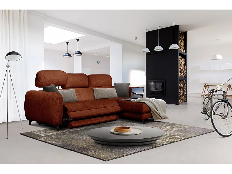 SVEN 3-Sitzer-Ecksofa, 1 Relax XL verstellbare Kopfstützen, rot