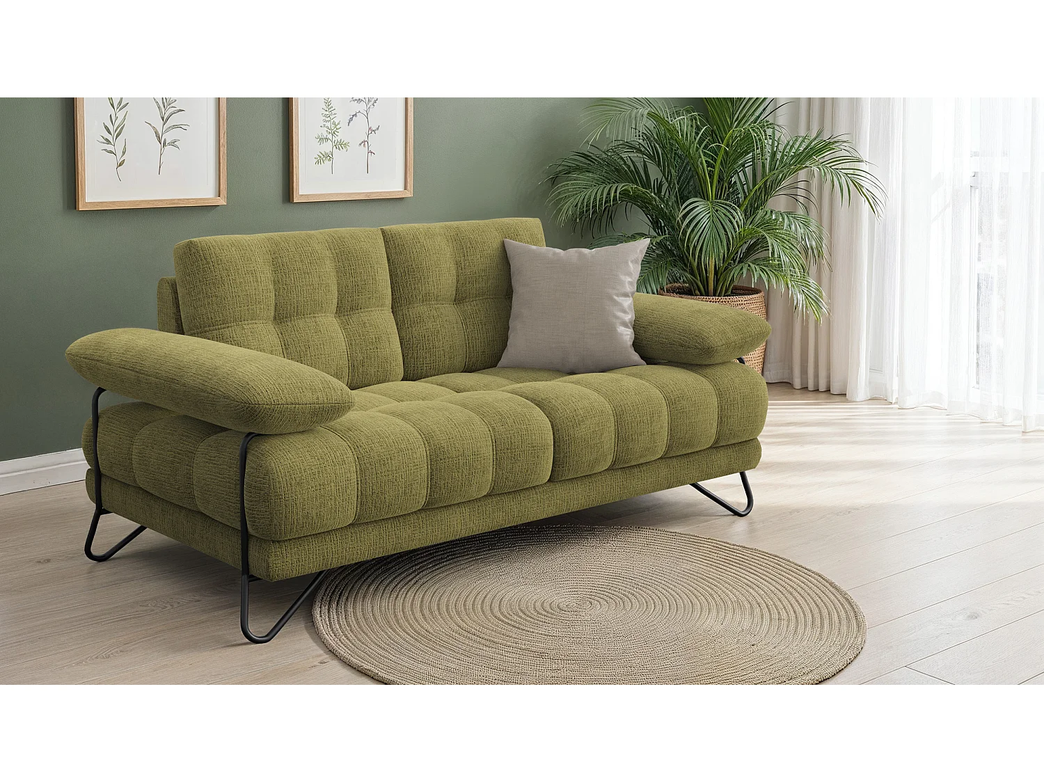 BUBBARA 2-Sitzer-Sofa, olivgrün
