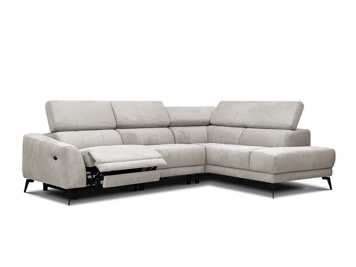 LARS 5-Sitzer-Ecksofa, 1 Relax, verstellbare Kopfstützen, beige