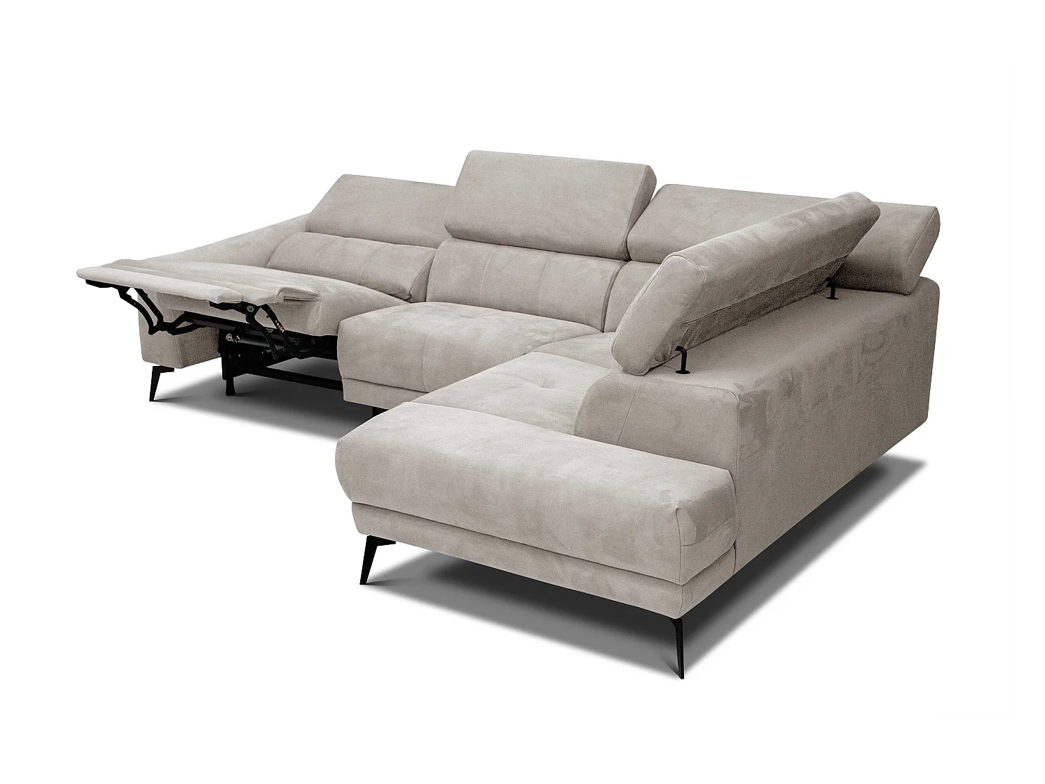 LARS 5-Sitzer-Ecksofa, 1 Relax, verstellbare Kopfstützen, beige