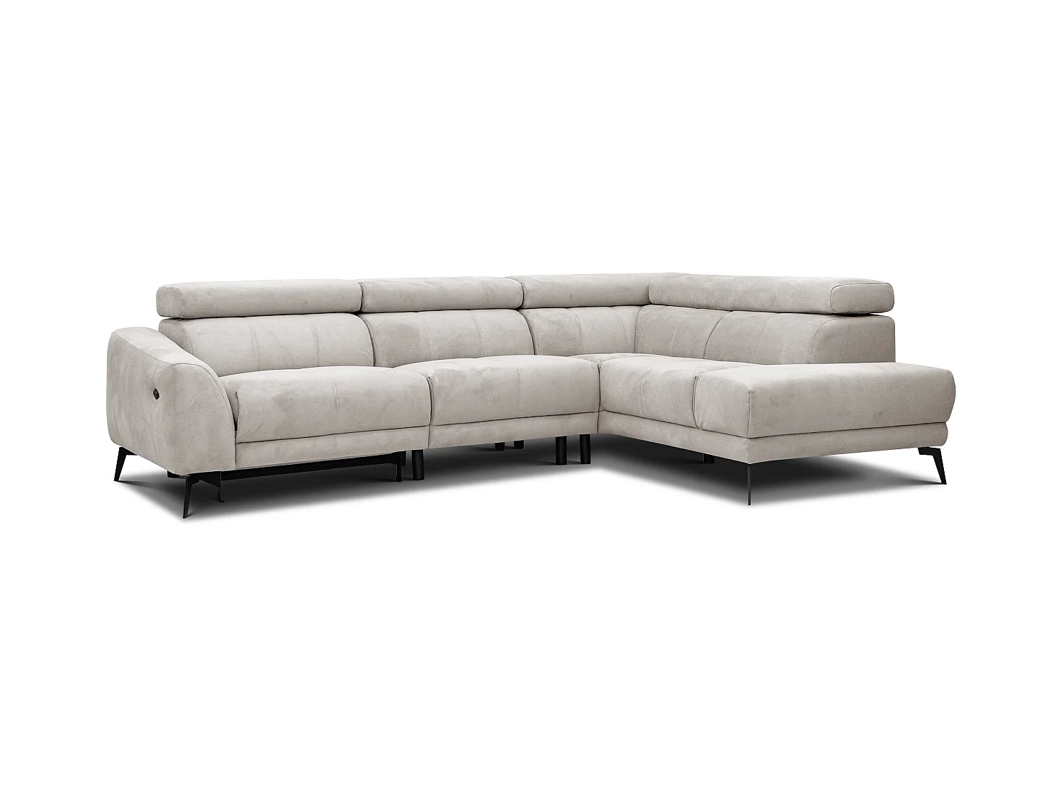 LARS 5-Sitzer-Ecksofa, 1 Relax, verstellbare Kopfstützen, beige