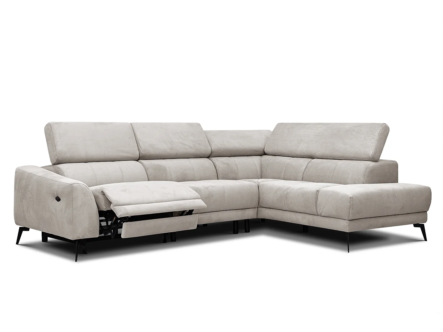 LARS 5-Sitzer-Ecksofa, 1 Relax, verstellbare Kopfstützen, beige