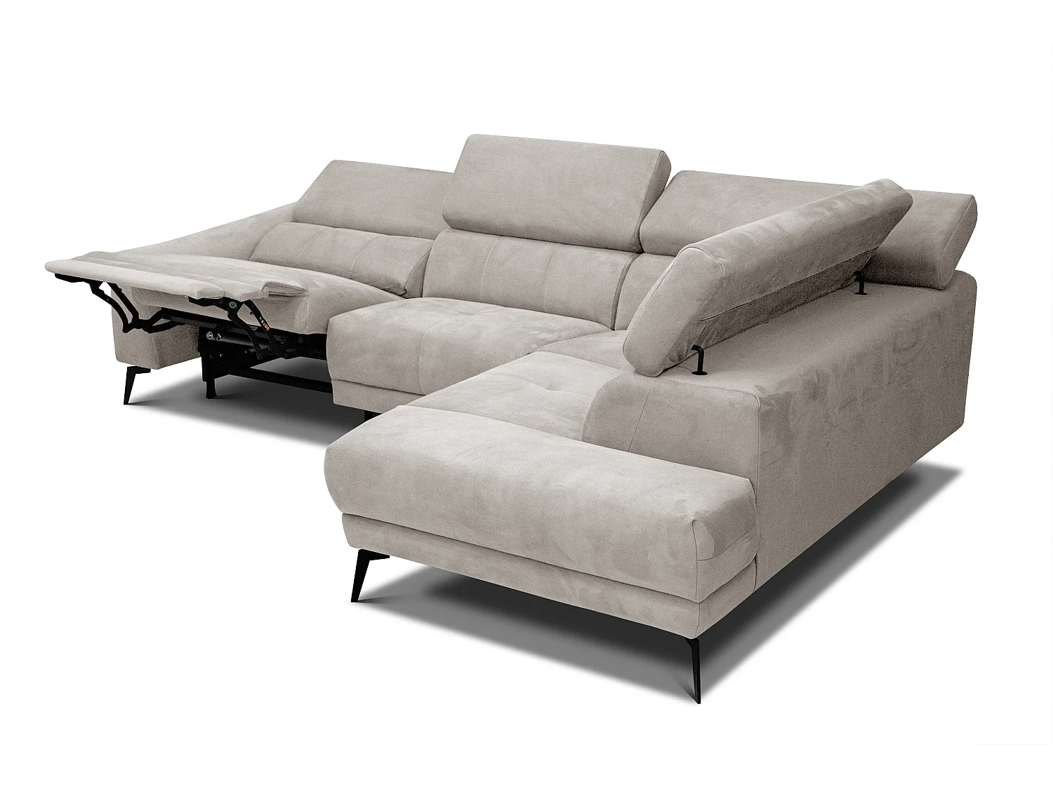 LARS 5-Sitzer-Ecksofa, 1 Relax, verstellbare Kopfstützen, beige